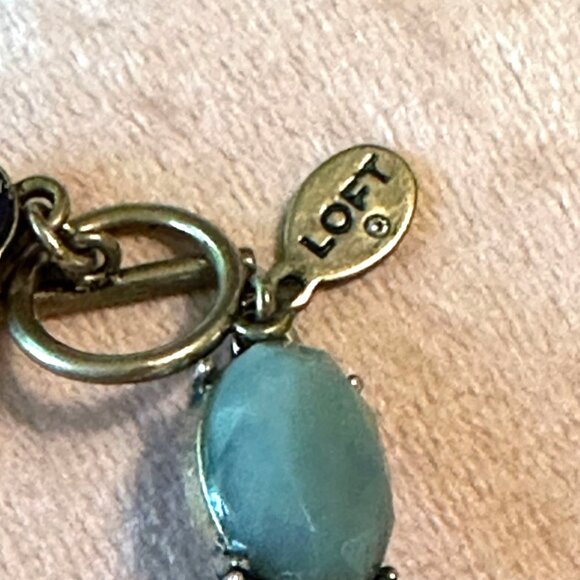 Loft Y2K Style Gemstone-Inspired Bracelet W/ Toggle Closure & Mixed Blue Stones - Picture 2 of 6